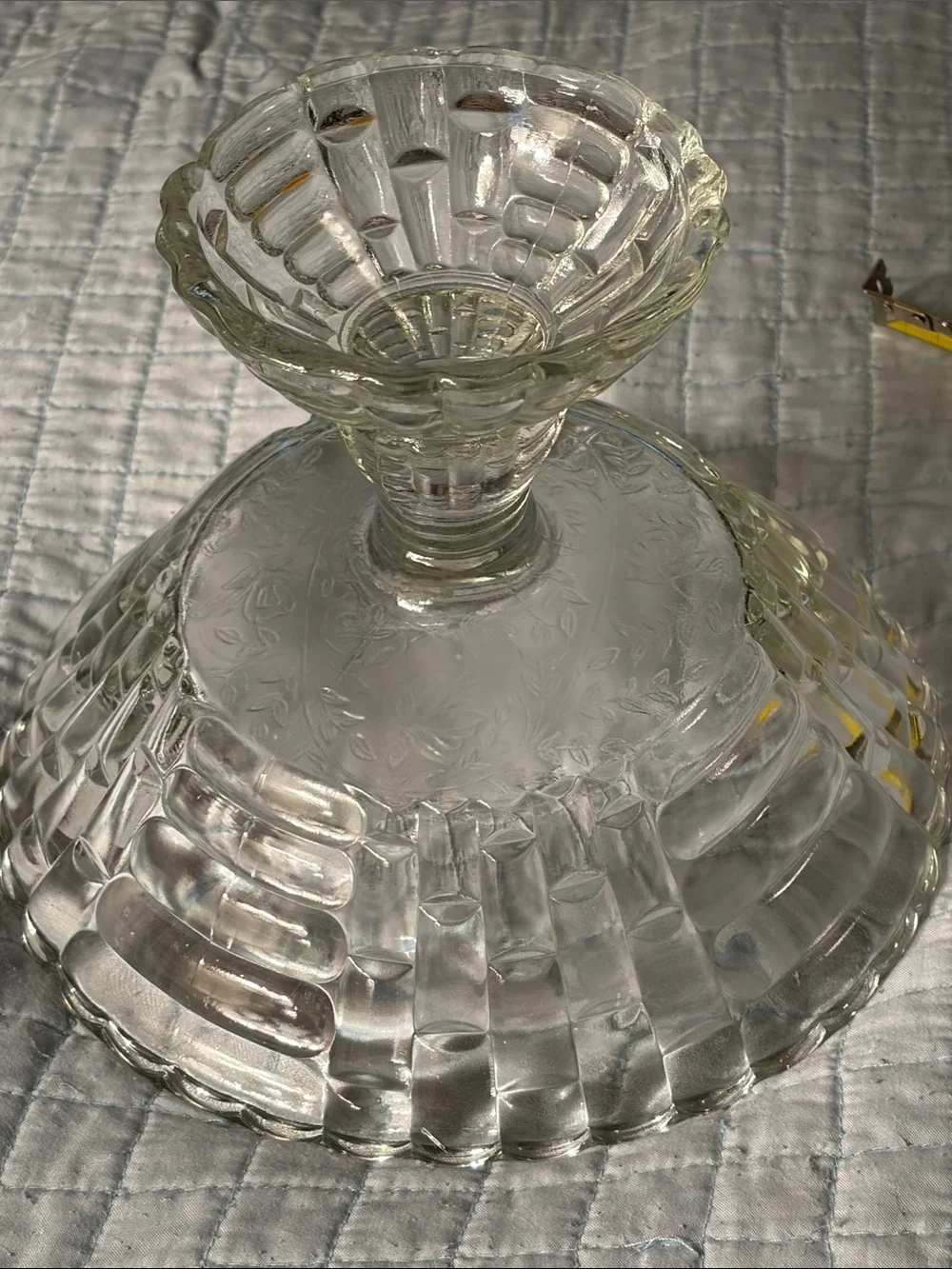 Vintage Clear Glass Compote Pedestal Vase